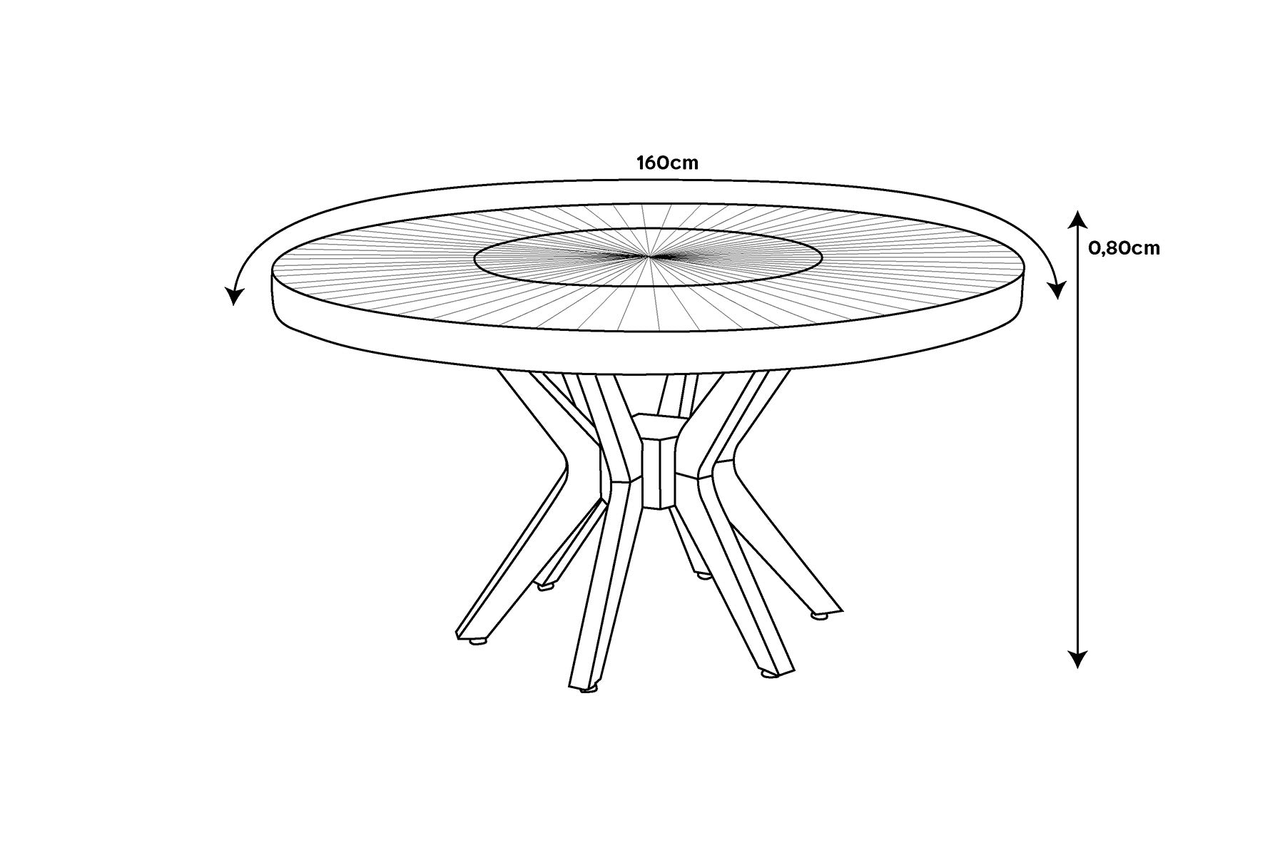 Mesa de Jantar Sol Diâmetro 160cm em Madeira - Mobili Store