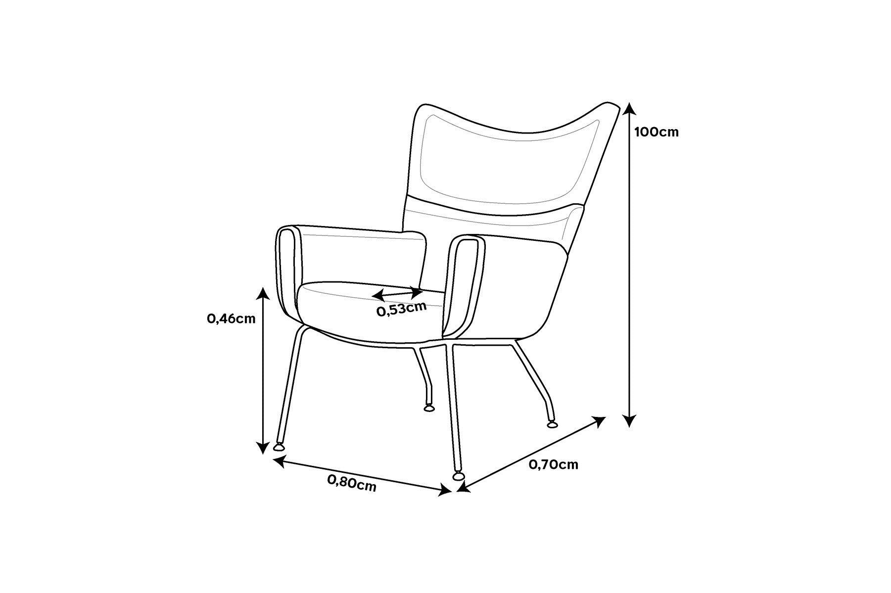 Poltrona Fixa Decorativos Intelectual em Aço Carbono no Tecido Linho - Mobili Store