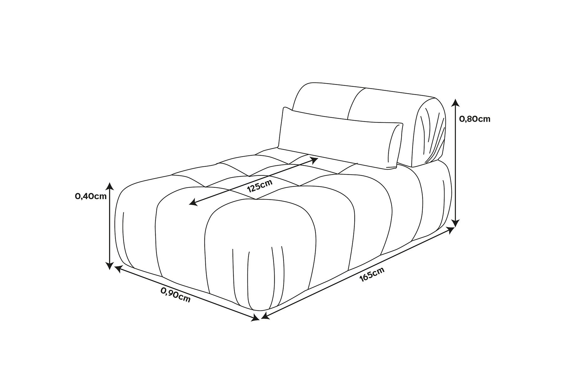 Chaise Fixa Peruíbe 165cm no Tecido Boucle - Mobili Store