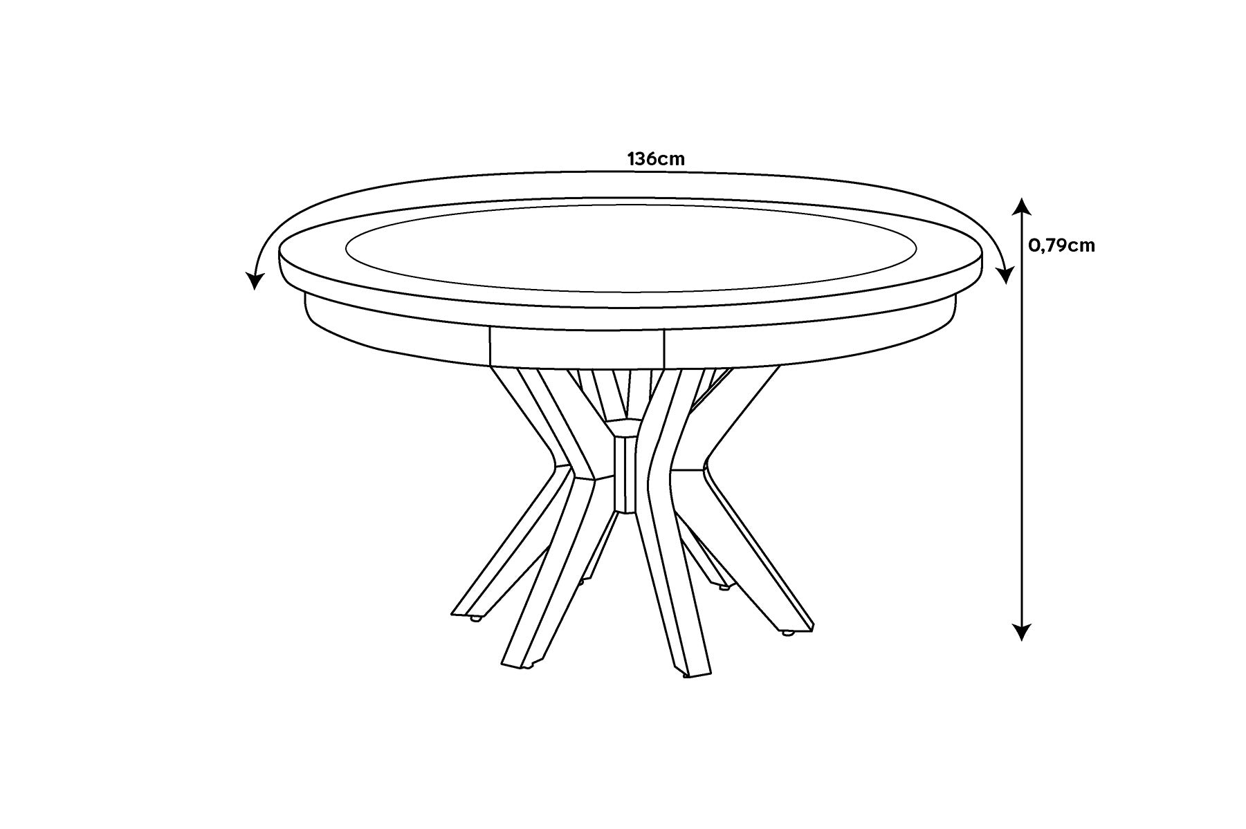 Mesa de Jogos Redonda 136cm Madeira Tauari - Mobili Store